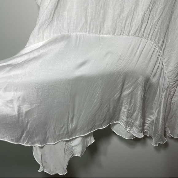 M Made in Italy White Linen Blend Asymmetrical Tunic Top Boho Minimalist size XL - Picture 4 of 9